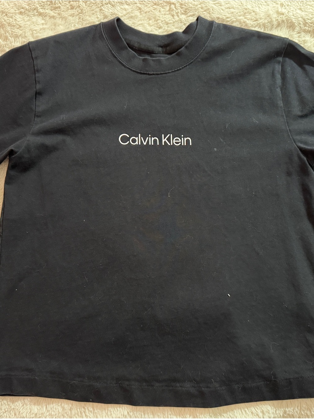 Calvin Klein Black Crew Neck Tee with White Logo